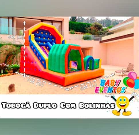 Tobogã Inflável para Locação em Festa Infantil Duplo