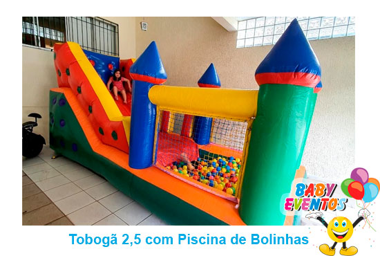 Brinquedo Tobogã Inflável 2,5m com Bolinhas crianças - Baby Eventos