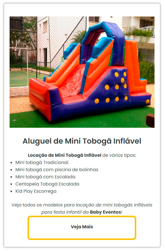 Aluguel de Mini Tobogã Inflável para Festa