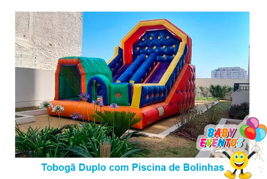 Tobogã Grande Duplo Piscina Bolinhas lindo - Baby Eventos